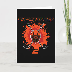 Happy 2nd Birthday Boy Black And Orange Hockey Mas Card