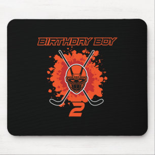 Happy 2nd Birthday Boy Black And Orange Hockey Mas Mouse Mat