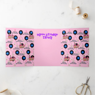 Happy 2nd Birthday Card, #2 Birthday Pink Tri-Fold Card