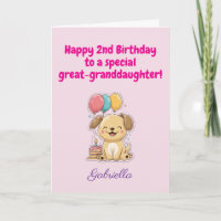 Happy 2nd Birthday Great-Granddaughter, Cute Puppy