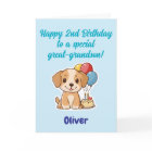 Happy 2nd Birthday Great-Grandson, Puppy, Card