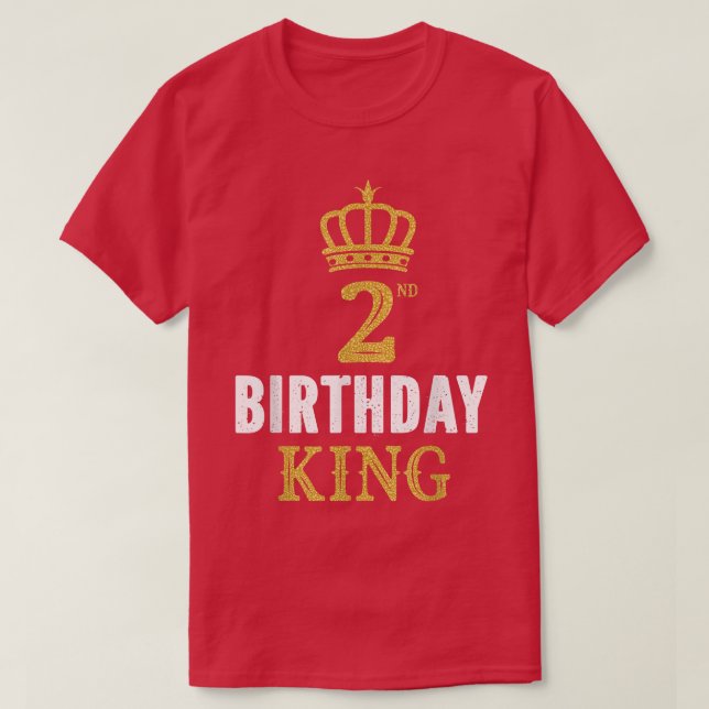 Happy 2nd Birthday King 2 Years Old Party Ideas Fo T-Shirt (Design Front)