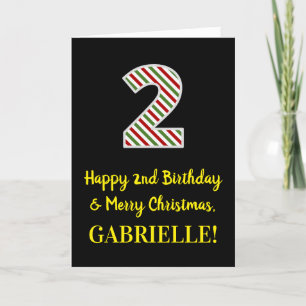 Happy 2nd Birthday & Merry Christmas, Custom Name Card