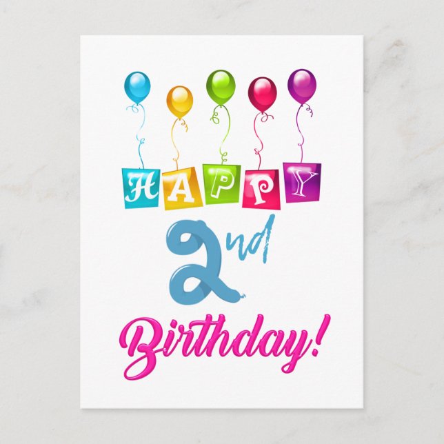 Happy 2nd Birthday Postcard (Front)