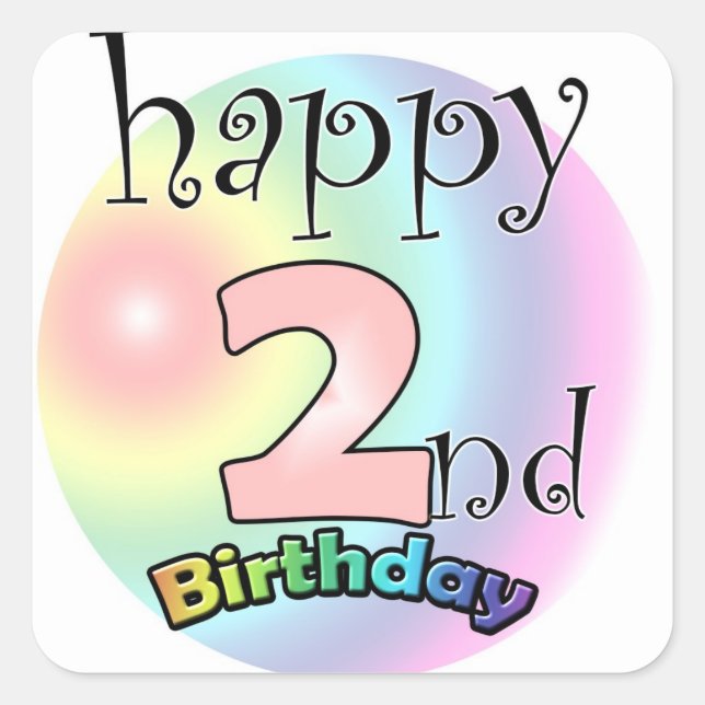 Happy 2nd Birthday (roze) Square Sticker (Front)