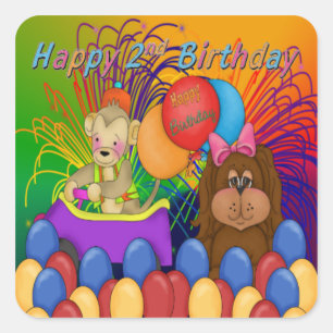 Happy 2nd Birthday Square Sticker