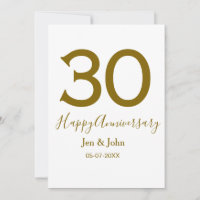 Happy 30th anniversary name date golden bold lette