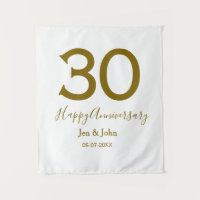 Happy 30th anniversary name date golden bold lette