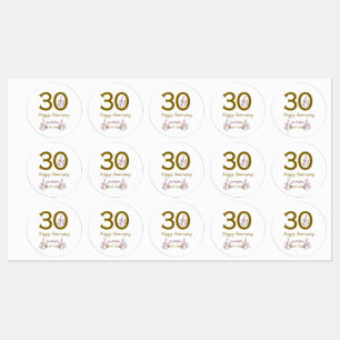 Happy 30th anniversary name date golden red leaf