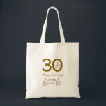 Happy 30th anniversary name date golden red leaf tote bag<br><div class="desc">editable design</div>