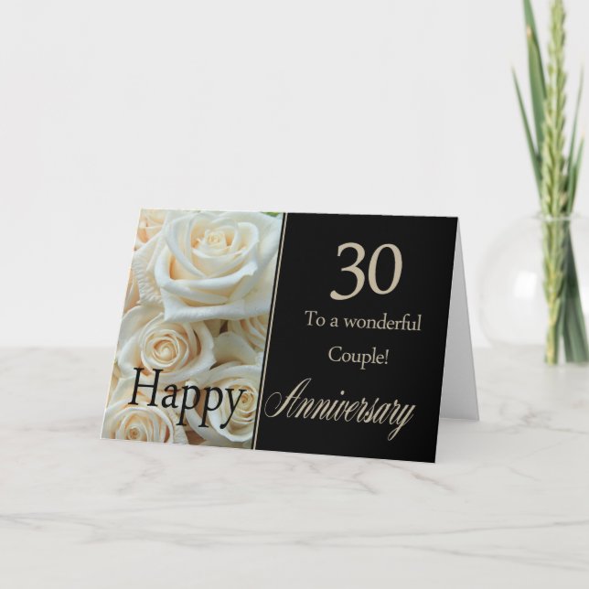 Happy 30th Anniversary roses Card (Front)