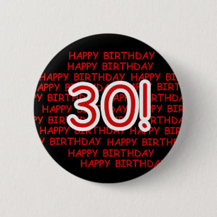 Happy 30th Birthday 6 Cm Round Badge