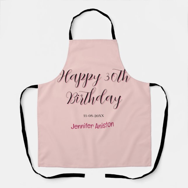 Happy 30th birthday add name date stylish simple  apron (Front)