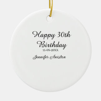Happy 30th birthday add name date stylish simple ceramic tree decoration