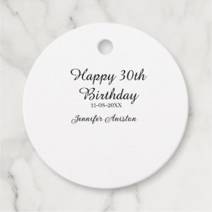 Happy 30th birthday add name date stylish simple  favour tags