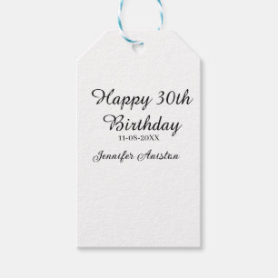Happy 30th birthday add name date stylish simple  gift tags