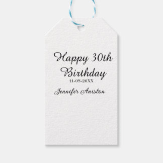 Happy 30th birthday add name date stylish simple gift tags
