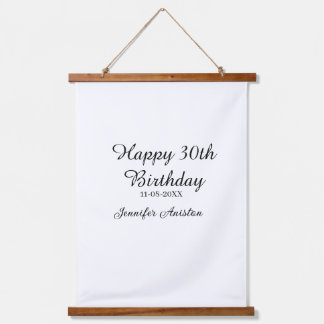 Happy 30th birthday add name date stylish simple hanging tapestry