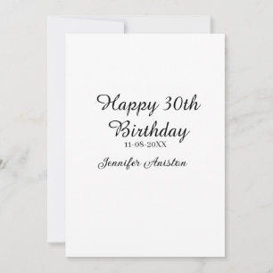 Happy 30th birthday add name date stylish simple invitation