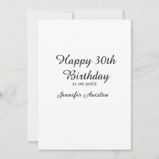 Happy 30th birthday add name date stylish simple  invitation