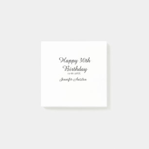 Happy 30th birthday add name date stylish simple  post-it notes