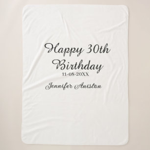 Happy 30th birthday add name date stylish simple sherpa blanket