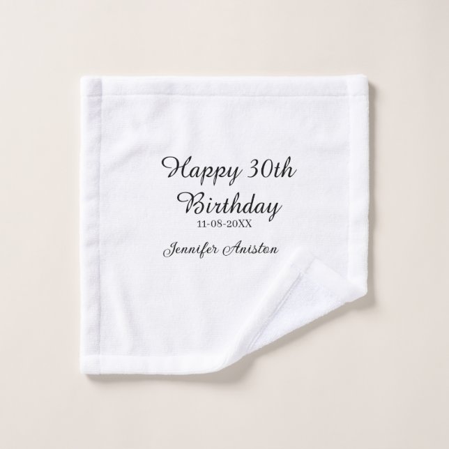 Happy 30th birthday add name date stylish simple  wash cloth (Wash Cloth)