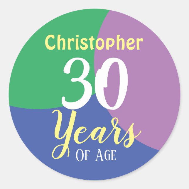 Happy 30th Birthday Classic Round Sticker (Front)