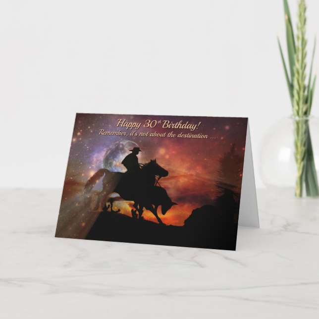 Happy 30th Birthday Cowboy and Horse Card (Front)