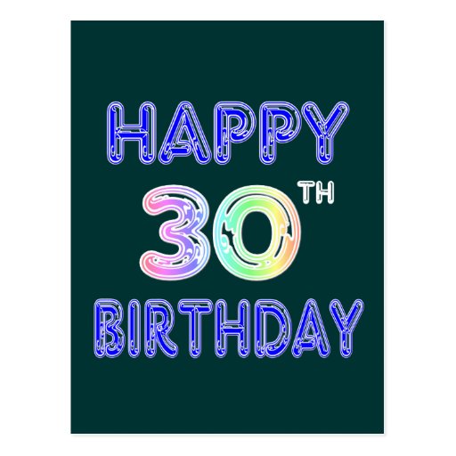 Happy 30th Birthday Design in Balloon Font Postcard | Zazzle