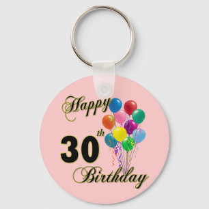 Happy 30th Birthday Gifts and Birthday Apparel Key Ring