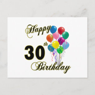 Happy 30th Birthday Gifts and Birthday Apparel Postcard