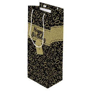 Happy 30th Birthday Gold and Black Number Pattern Wine Gift Bag