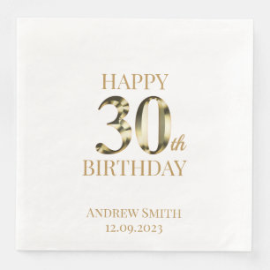 Happy 30th Birthday Golden custom Napkin