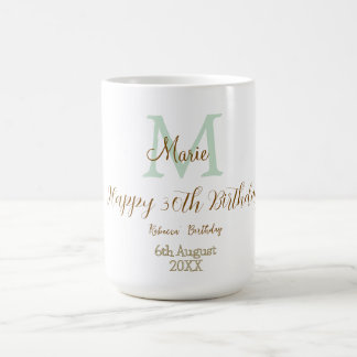 Happy 30th Birthday golden green pastel monogram Coffee Mug