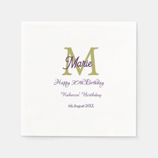 Happy 30th Birthday goldenadd name monogram modern Napkin
