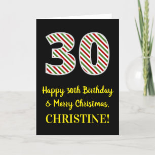 Happy 30th Birthday & Merry Christmas, Custom Name Card