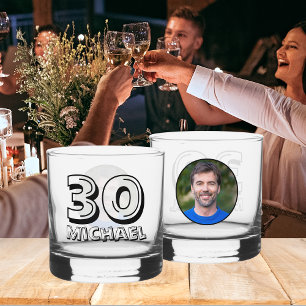 Happy 30th Birthday Name And Photo Whiskey Glass