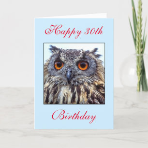 Happy 30th Birthday Owl Card