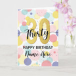 Happy 30th Birthday Pastel Rainbow Gold Woman Card<br><div class="desc">Fun,  cheerful and colourful design card. 
Firework in bright rainbow colours. Faux gold big number.
Get this cheerful card to celebrate your friend or family!</div>