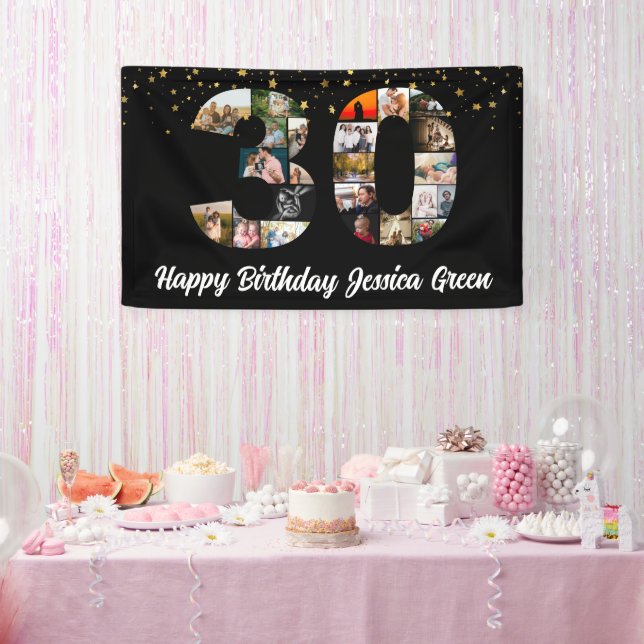 happy 30th birthday Photo Collage anniversary  Banner (Party)