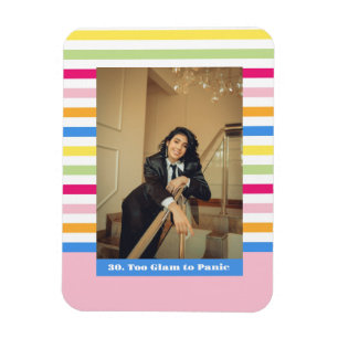 Happy 30th birthday photo stripes colourful modern magnet