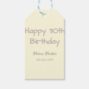 happy 30th birthday pink yellow grey pastel name d gift tags