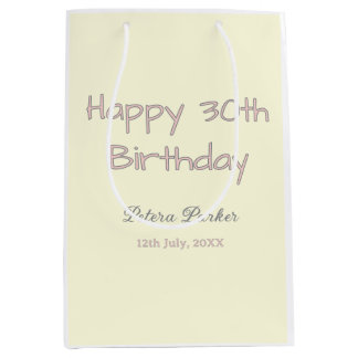 happy 30th birthday pink yellow grey pastel name d medium gift bag