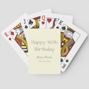 happy 30th birthday pink yellow grey pastel name d playing cards