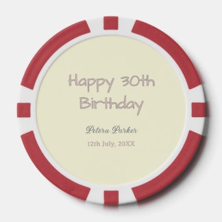 happy 30th birthday pink yellow grey pastel name d poker chips