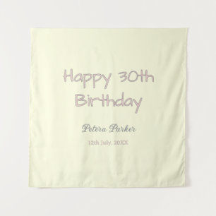 happy 30th birthday pink yellow grey pastel name d tapestry