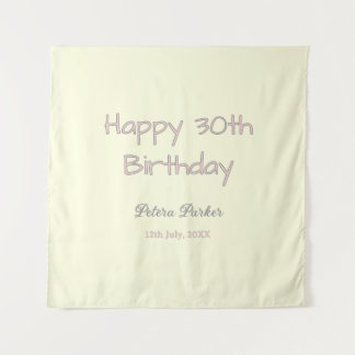 happy 30th birthday pink yellow grey pastel name d tapestry
