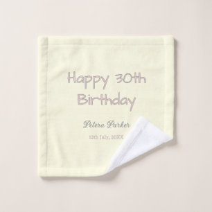 happy 30th birthday pink yellow grey pastel name d wash cloth