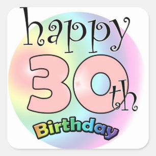 Happy 30th Birthday (roze) Square Sticker